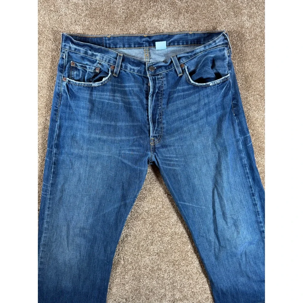 Levi's 501 Button Fly Jeans Mens Blue Denim Straight Leg Size‎ 38x34 Vintage Y2K